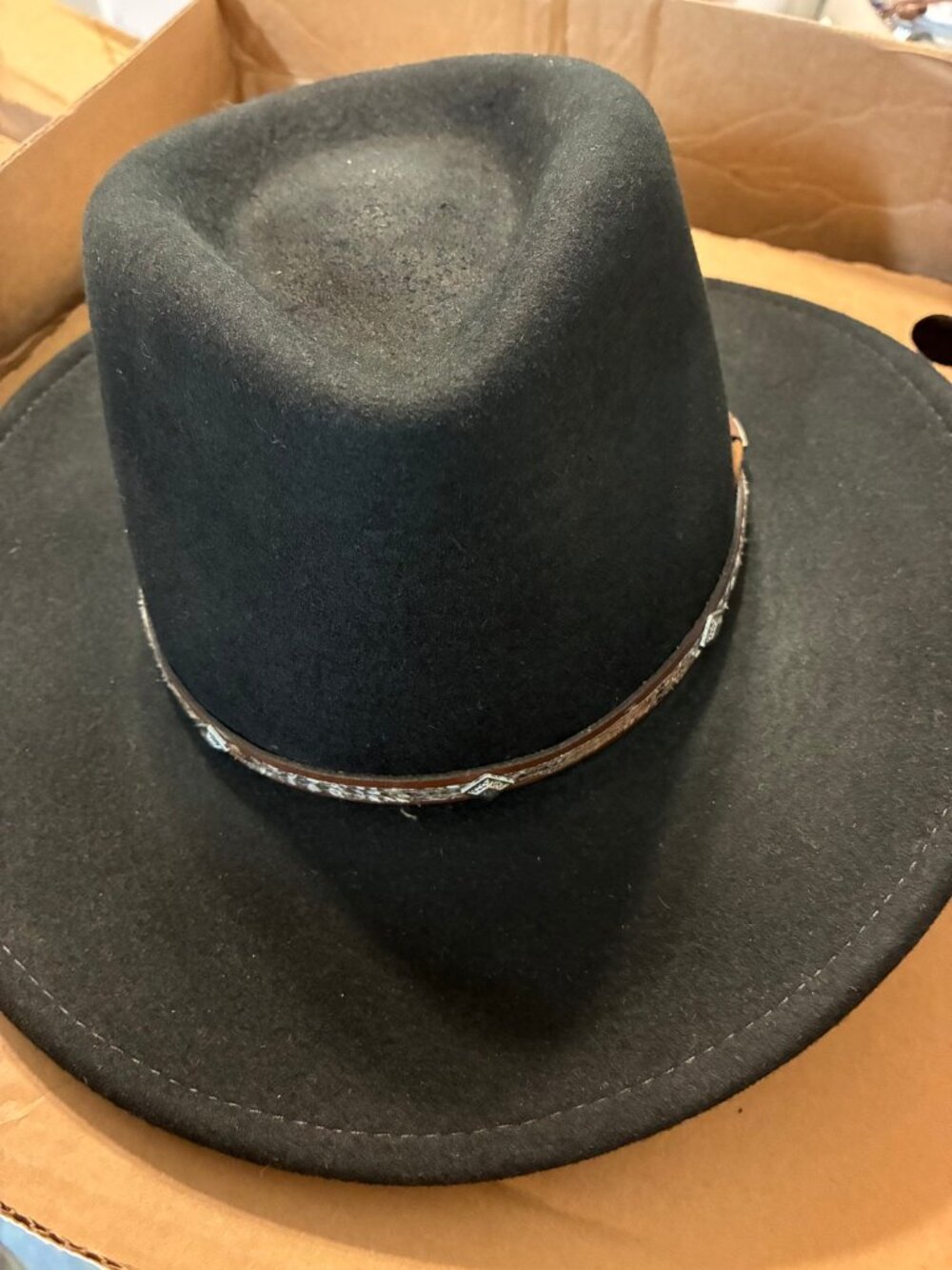 Stetson Black Felt Crushable Hat - Size Medium